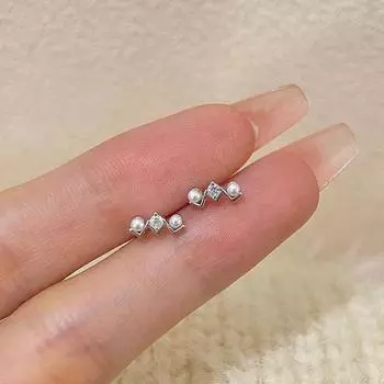 Серьги с волнистым жемчугом, маленькие мини-серьги в студенческом стиле, изысканные