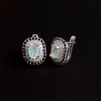 Серьги с застежкой из эфиопского опала из стерлингового серебра 925 пробы, овальная граненая огранка, 6*8 мм, драгоценный камень, ювелирные изделия для женщин и леди, подарок на день рождения m серебряный