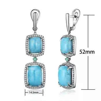 Серьги с застежкой из натурального ларимара, большие серьги с драгоценными камнями, красивые серьги из стерлингового серебра 925 пробы, изысканные украшения для женщин, хороший подарок L синий