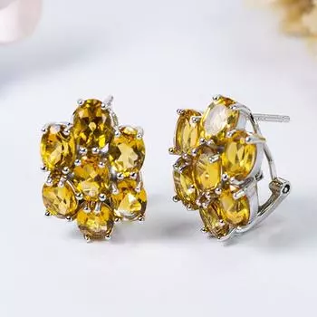 Серьги с застежкой из натурального бразильского цитрина, настоящее серебро 925 пробы, овальные 7*5 мм, ювелирные изделия из драгоценных камней для женщин, привлекательный стиль 2022 L жёлтый