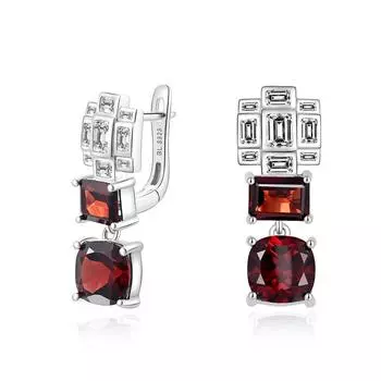 Серьги с застежкой из натурального красного граната, висячие серьги из стерлингового серебра 925 пробы, изысканные украшения для женщин, хороший подарок, ювелирные изделия Bolai 2024 красный