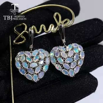 Серьги с застежкой из натурального опала, серебро 925 пробы с натуральными драгоценными камнями из эфиопского опала, изысканные украшения для женщин, женская праздничная одежда, подарок L белый