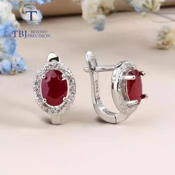 Серьги с застежкой из стерлингового серебра 925 пробы, классический дизайн, серьги с африканской рубиновой застежкой, ювелирные изделия из натуральных драгоценных камней для женщин, хороший подарок на день рождения красный