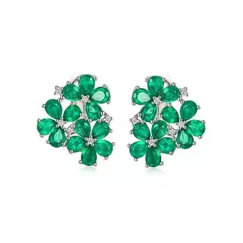 Серьги с застежкой в виде цветка из натурального зеленого агата, серебро 925 пробы, изысканный натуральный драгоценный камень, романтические украшения для женщин, мам, хороший подарок M зелёный