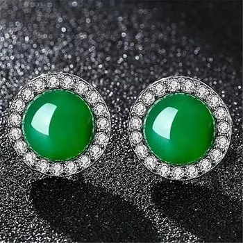Серьги с зеленым агатом, женские сверла, зеленая цепочка, серьги, серьги с инкрустацией бриллиантами, модный темперамент