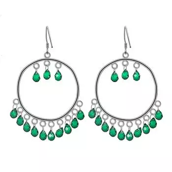 Серьги с зелеными каплями дождя, серебро 925 пробы, в сборе, изумрудного цвета, висячие круглые обручи в стиле бохо, дизайн для женщин, свадьба, свадьба
