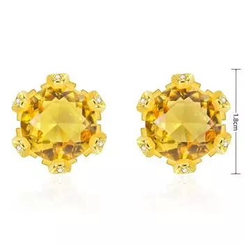 Серьги с желтыми бриллиантами и высоким содержанием углерода, серьги с желтыми бриллиантами в микронаборе, серьги с цветком темперамента