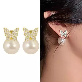 Серьги с жемчугом-бабочкой для женщин, модные корейские серьги с темпераментом, роскошные ювелирные изделия, подарки
