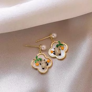 Серьги с жемчугом Bear Pearl, уникальные новые серьги, женские серьги с четырьмя листочками клевера премиум-класса Sense Of