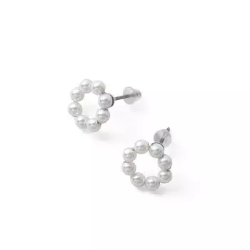 Серьги с жемчугом Circle Design Grand Premium Metal Гипоаллергенный жемчуг Белый титан Серебро Женские
