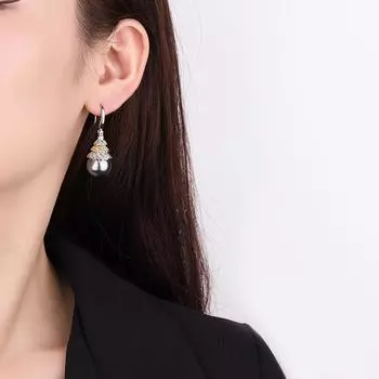 Серьги с жемчугом цвета шампанского, корейский выпуск, серьги с жемчугом премиум-класса, женские длинные серьги с жемчугом знаменитости