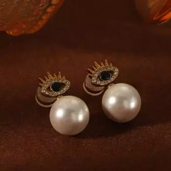 Серьги с жемчугом «Дьявольский глаз»: Элегантная роскошь во французском стиле для женщин в новом китайском стиле 10mm pearl