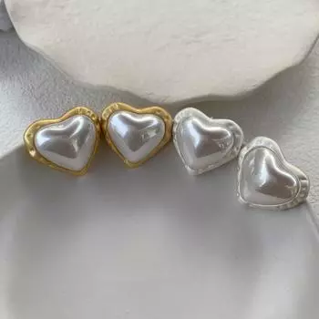 Серьги с жемчугом Design Sense Love, маленькие и изысканные, темпераментные, универсальные, женские, серебряные, иглы, средневековый французский, трехмерный