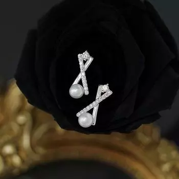 Серьги с жемчугом для женщин, простые, темпераментные, универсальные, микросерьги с цирконами, высокого класса