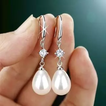 Серьги с жемчугом Dongdaemun 2022 - серебряные серьги-крючки Ins Style Needle H331