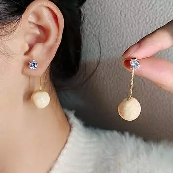 Серьги с жемчугом «Французская русалка Цзи» Женские длинные серьги с бахромой Темпераментные серьги-гвоздики с бриллиантами премиум-класса Украшения для ушей