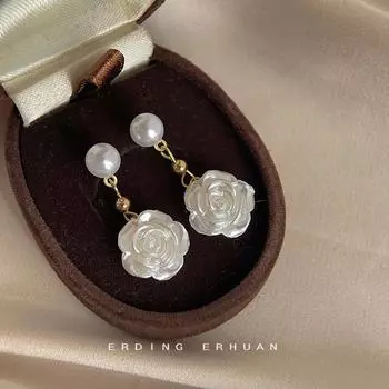 Серьги в стиле ретро ручной работы с цветком камелии для женщин 1 pair