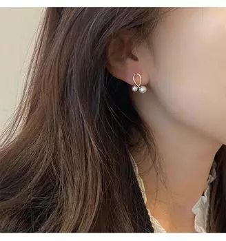 Серьги с жемчугом из серебра 925 пробы, нишевый дизайн во французском стиле, двойные бусины, крестики в форме сердца, модные серьги-гвоздики 925