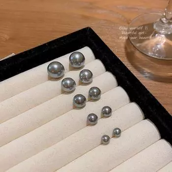 Серьги с жемчугом из серебра 925 пробы: Элегантные серые, универсальные роскошные украшения для женщин 8mm серый