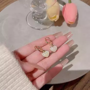 Серьги с жемчугом из серебра 925 пробы - легкая роскошная форма русалки, модный универсальный дизайн, пряжка для ушей Temperament Love золотой