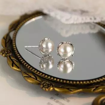 Серьги с жемчугом из стерлингового серебра S925, элегантные, изящные, универсальные женские серьги