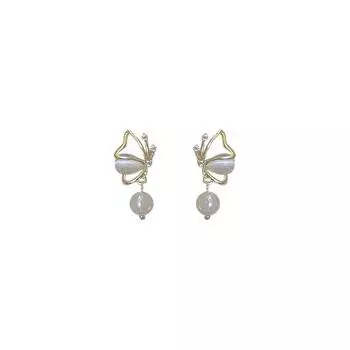 Серьги с жемчугом «кошачий глаз» и бабочкой для женщин, серьги Niche Design Temperature