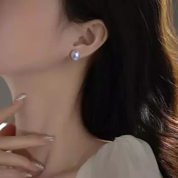 Серьги с жемчугом лавандового цвета, женские, французские, элегантные, легкие, роскошные, круглые серьги в новогоднем стиле