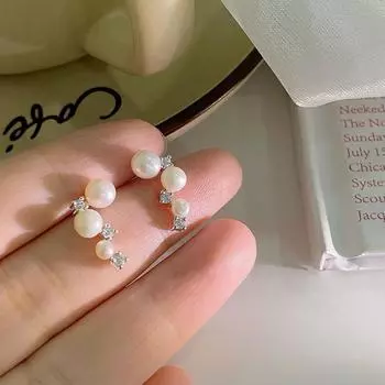 Серьги с жемчугом Легкие роскошные высококачественные текстуры Изысканные серьги с темпераментом Нишевый дизайн