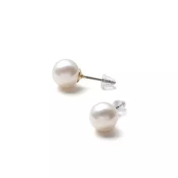 Серьги с жемчугом Luxury Domestic Grand Premium Pearl Allergy Белое золото 8 мм Бренд 3 года гарантии Женские