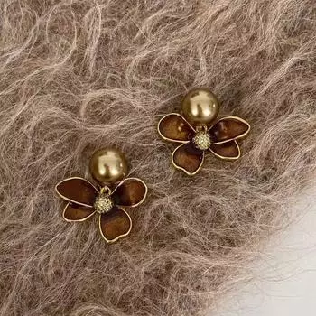 Серьги с жемчугом Майяра 2025 года: Элегантный высококачественный осенне-зимний цветочный стиль для женщин
