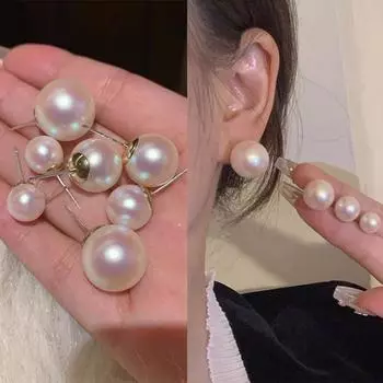 Серьги с жемчугом Манту и пудрой вишневого цвета Серьги премиум-класса Корейские универсальные серьги