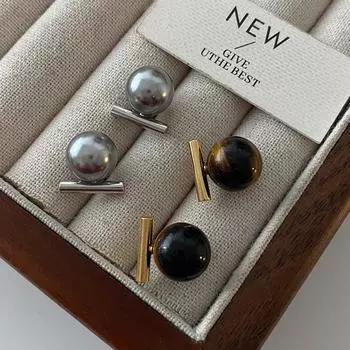 Серьги с жемчугом Шицзя осень и зима, серьги Майяр кофейного цвета, ретро-темперамент, универсальный иностранный стиль, серьги Advanced Sense