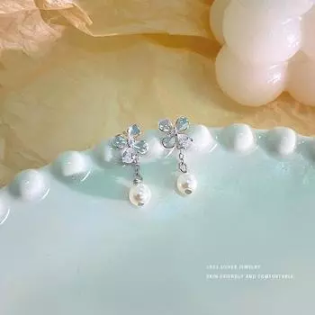 Серьги с жемчугом Sweet Flowers для женщин, легкие, роскошные, высокого класса и изысканного темперамента, новые платья для ушей