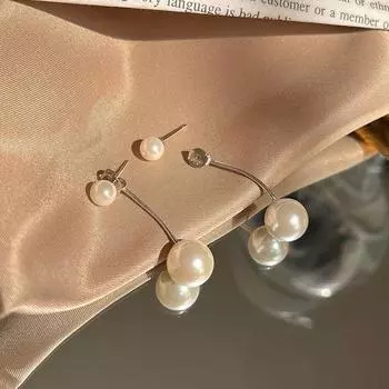 Серьги с жемчугом сзади, длинные серьги, французские ретро-серьги класса люкс, новый год