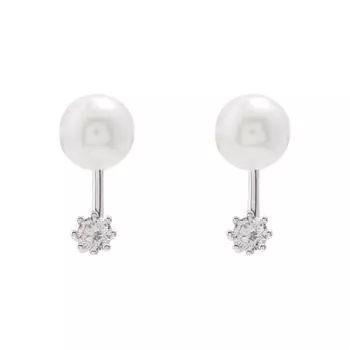 Серьги с жемчугом сзади для женщин, серьги темперамента, студенческая корейская версия, простая и компактная индивидуальность