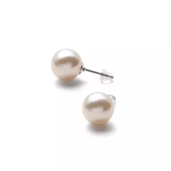 Серьги с жемчугом, титановый цвет, жемчуг, 4 цвета на выбор, жемчуг, кремовый, белый, серебряный, 10 мм, 3 года гарантии [VOTRE COUTURE]