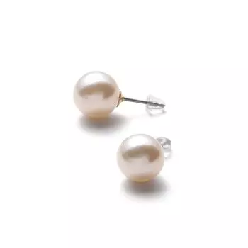 Серьги с жемчугом, титановый цвет, жемчуг, 4 цвета на выбор, жемчужно-кремовый, белое золото, 10 мм, 3 года гарантии [VOTRE COUTURE]