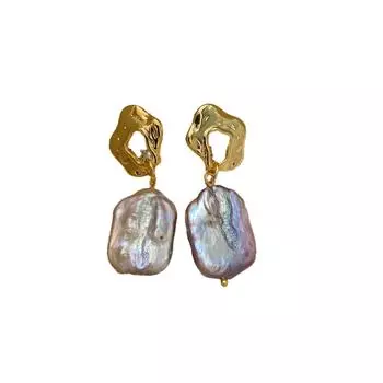 Серьги с жемчугом в форме барокко Серьги с разноцветным жемчугом Розовые фиолетовые серьги Французские минималистичные и элегантные изысканные серьги earring