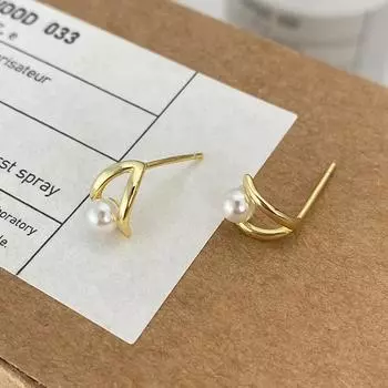 Серьги с жемчугом в форме буквы С, модные французские ретро-серьги для женщин