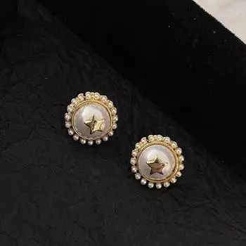 Серьги с жемчугом в форме пентаграммы, темперамент знаменитости, серьги-гвоздики высокого класса, тот же темперамент, легкая роскошь и изысканность