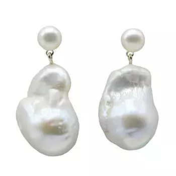 Серьги с жемчугом в стиле барокко, большие капли в форме белого натурального пресноводного жемчуга, кулон из стерлингового серебра 925 пробы, женские серьги