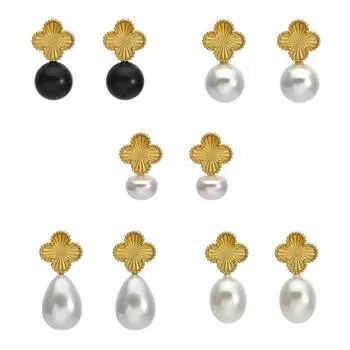 Серьги с жемчугом в стиле ретро Advanced Sense Of Four-Leaf Clover, титановая сталь, не теряет цвет, модные универсальные женские серьги