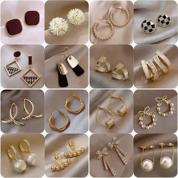 Серьги с жемчугом в стиле ретро с геометрическими бриллиантами для женщин — универсальные, тонкие, высококачественные, с серебряными иглами