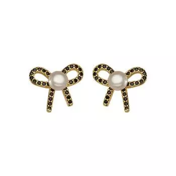 Серьги с жемчугом в виде бантика Легкая роскошь Французские ретро серьги Элегантные