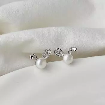 Серьги с жемчугом в виде кролика Милые серьги с животными Год Ниша Ощущение