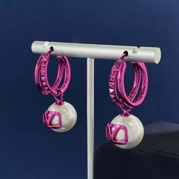 Серьги с жемчугом Warren S V Home Популярные серьги с заклепками цвета драконьего фрукта Большие серьги