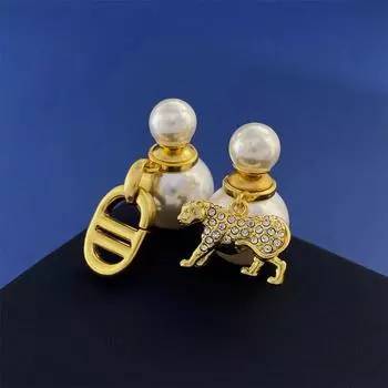 Серьги с жемчугом Женские серьги с подвеской в виде буквы Cd Cheetah Diamond Predated Temperament Серьги-гвоздики серебряный