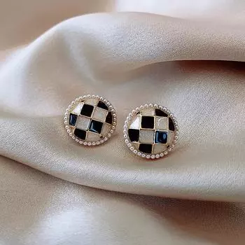 Серьги с жемчужной шахматной доской, женские, легкие, роскошные серьги, серьги с индивидуальным темпераментом