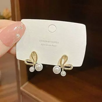 Серьги с жемчужным бантом