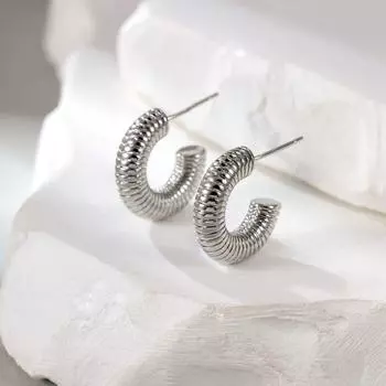 Серьги с золотой нитью в стиле хип-хоп Опросы, ювелирные серьги Advanced C-образной линии 18K золотистый